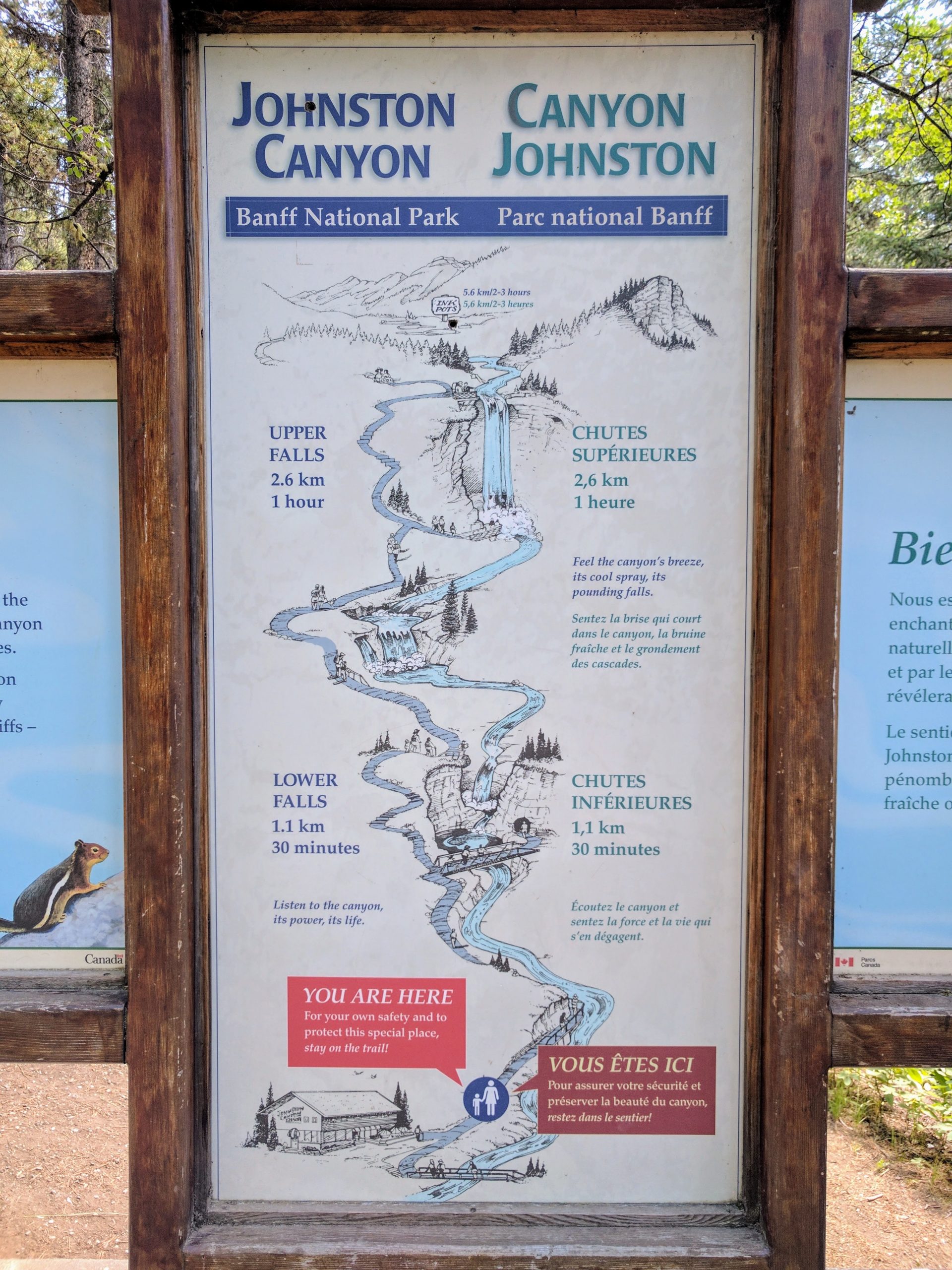 Johnston Canyon, Banff, trail map
