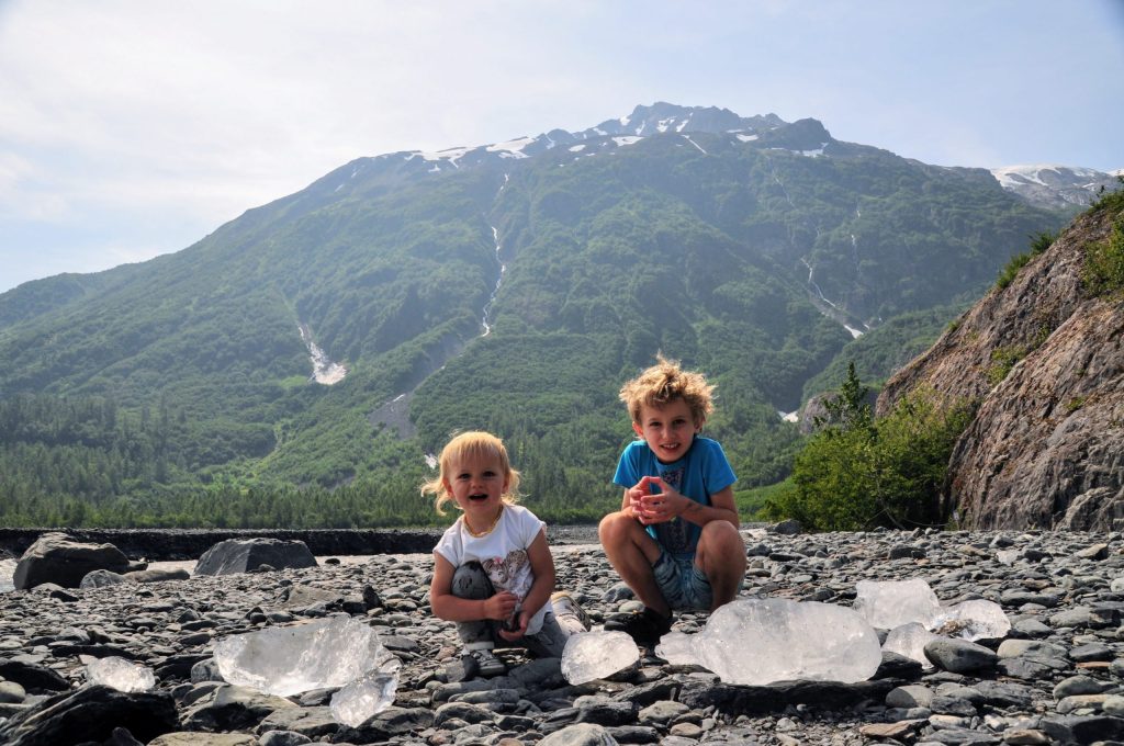 Erika (turned 2 in Alaska) and Artem (7) with catched chunks of Exit Glacier. Kenai Fjords NP. They both had a lot of fun in Alaska :)