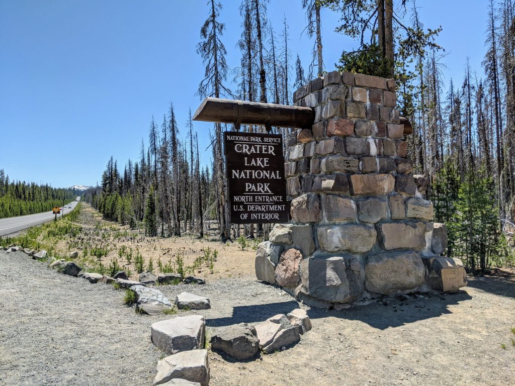 Northern entrance to the Crater Lake National Park, Oregon