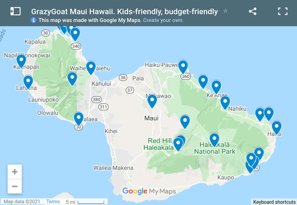 Maui, Hawaii: Map with the most fascinating places