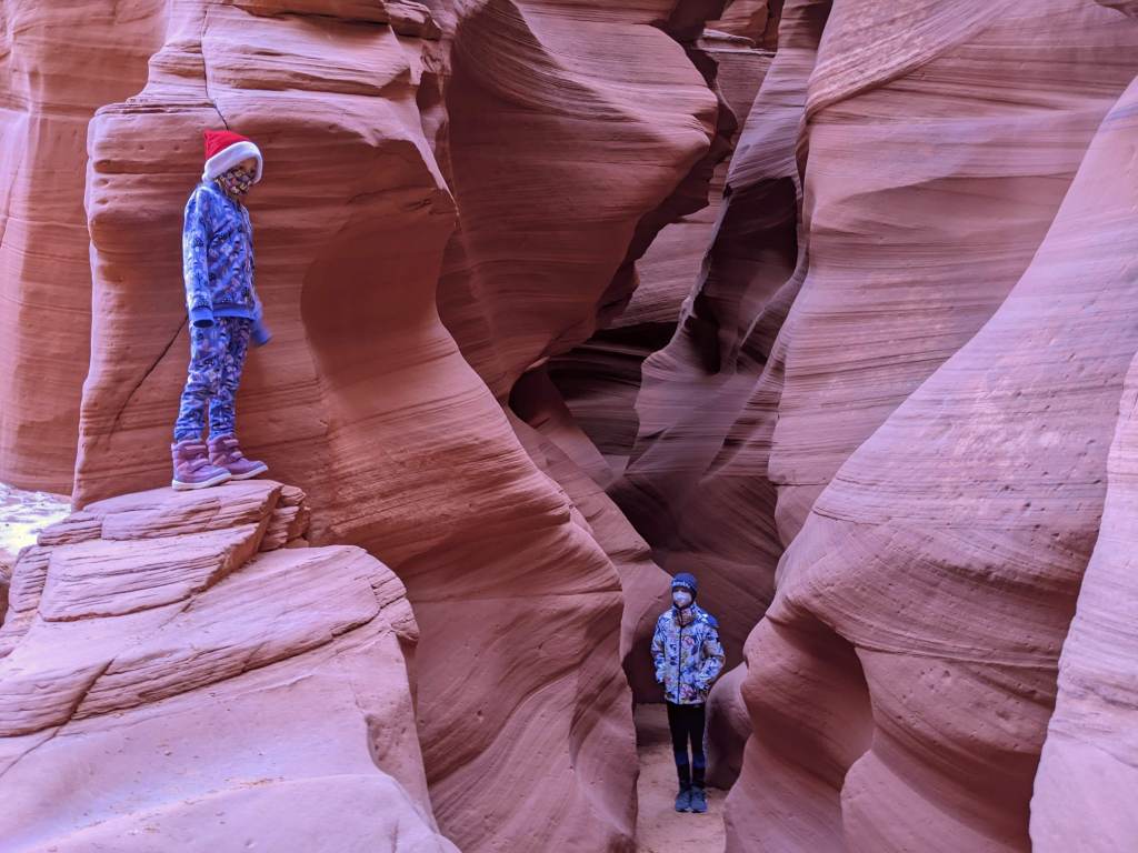 Kids at the Antelope Canyon, one of the most desirable spots in the American Southwest
