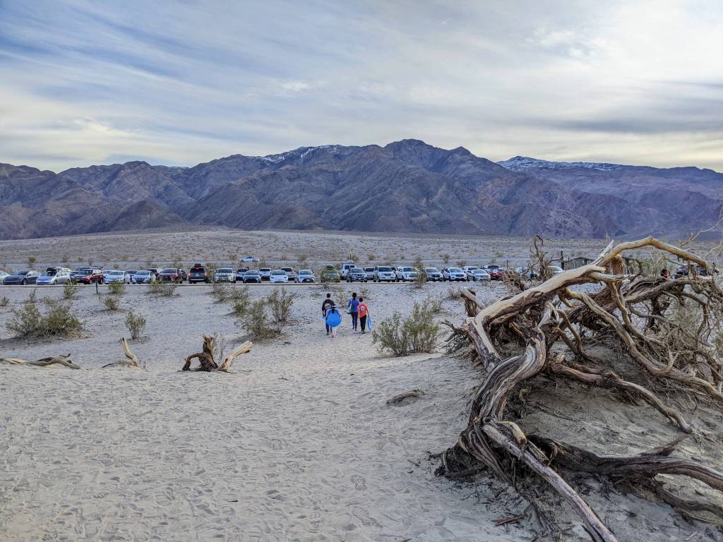 The parking lot at the end of the day, Sand Dunes, Death Valley
