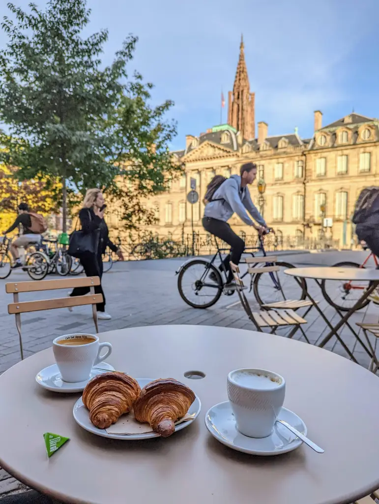 Just coffee and croissant: popular french breakfast