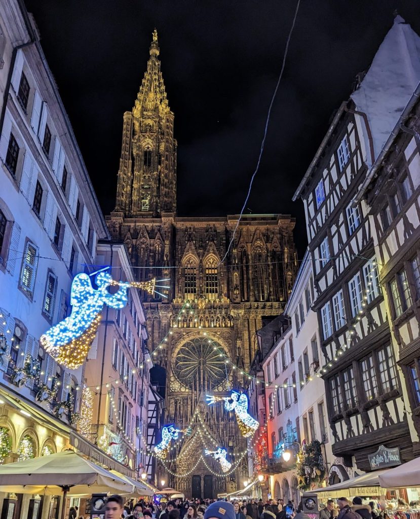 Christmas decorations in front of the Cathedral, Strasbourg