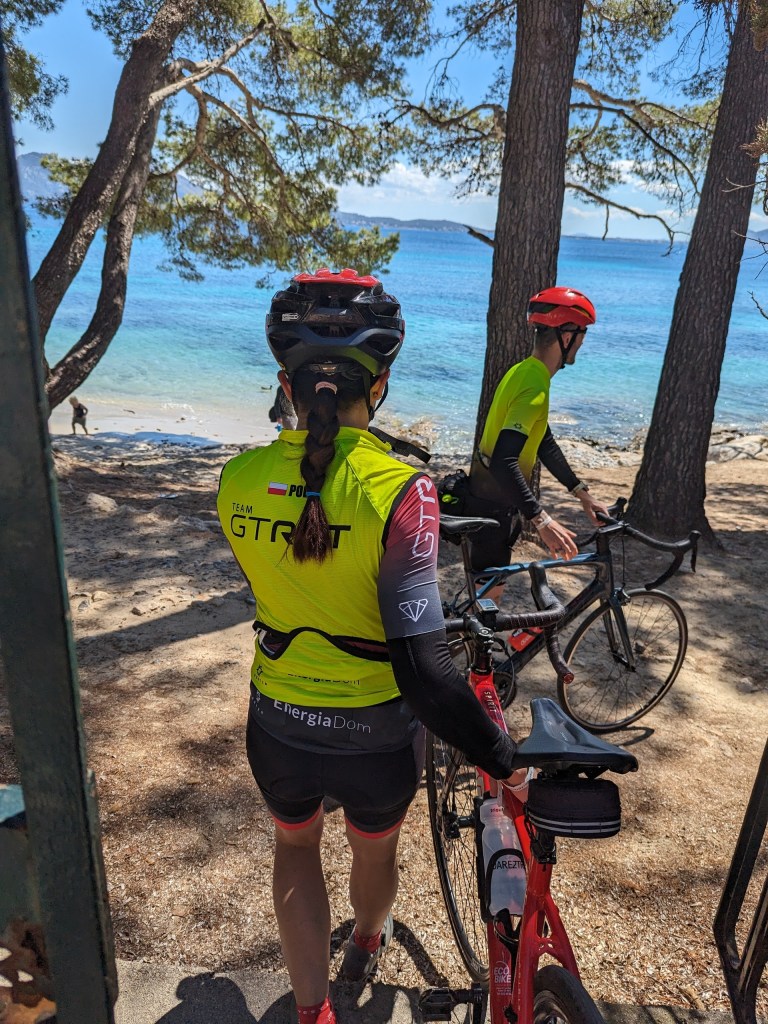 Beach time minutes after cycling!
