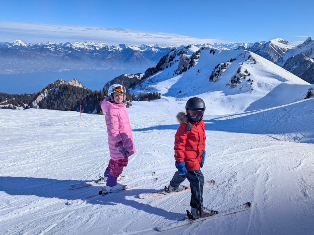 Erika and Andrew on a slope in Thollon